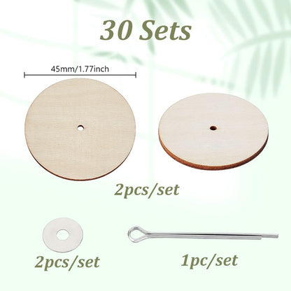 AHANDMAKER 30set 45mm Wooden Doll Joints, 3 Bags Rotatable Joints Connectors Accessories, Connectors Cotter Pin Joint for Stuffed Animals Teddy Bear Doll DIY Crafts