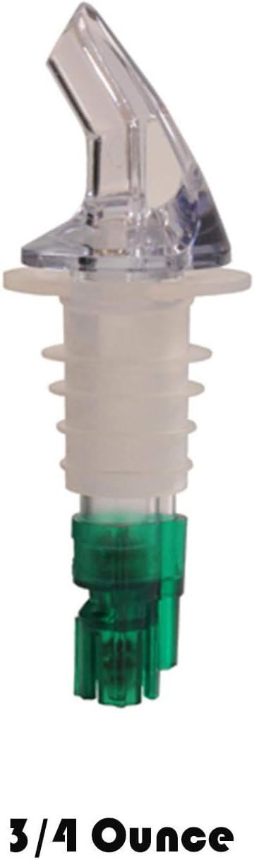 Tiger Chef Plastic Measured Liquor Pourer (12-Pack) without Collar, 3/4 ounce Green, Precision Wine Bottle Pour Spout