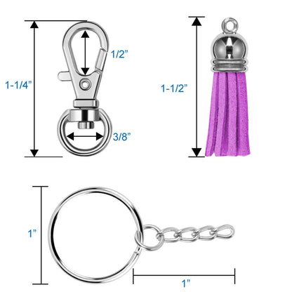 Selizo 100Pcs Key Chain Rings Bulk with Tassel for Tassel Keychain