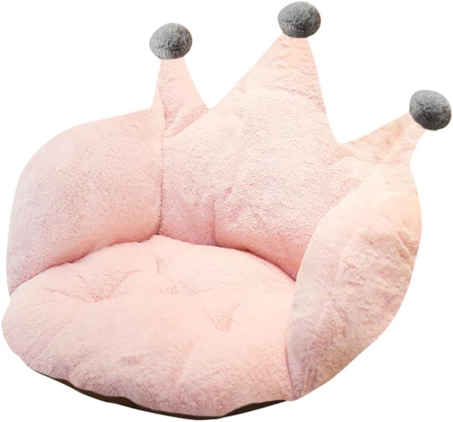 Holiberty Cute Crown Chair Cushion, Foam Stuffed Desk Seat Pad for Waist Support, Plush Pillow for Home Office