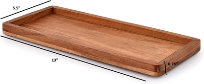 NIRMAN Acacia Wood Rectangular Wooden Platters for Home Decor, Food, Vegetables, Fruit, Charcuterie, Appetizer Serving Tray (13" x 5.5" x 0.75") (Set of 3)