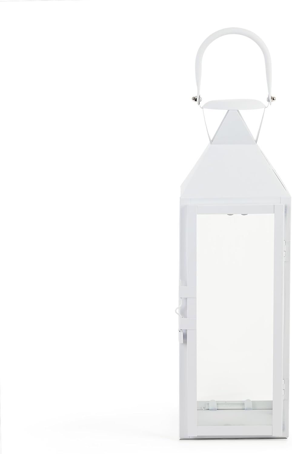 Zings & Thingz Manhattan Hanging Cable Candle Holder Lantern, Decorative Light Home Decor, 15" Tall, White