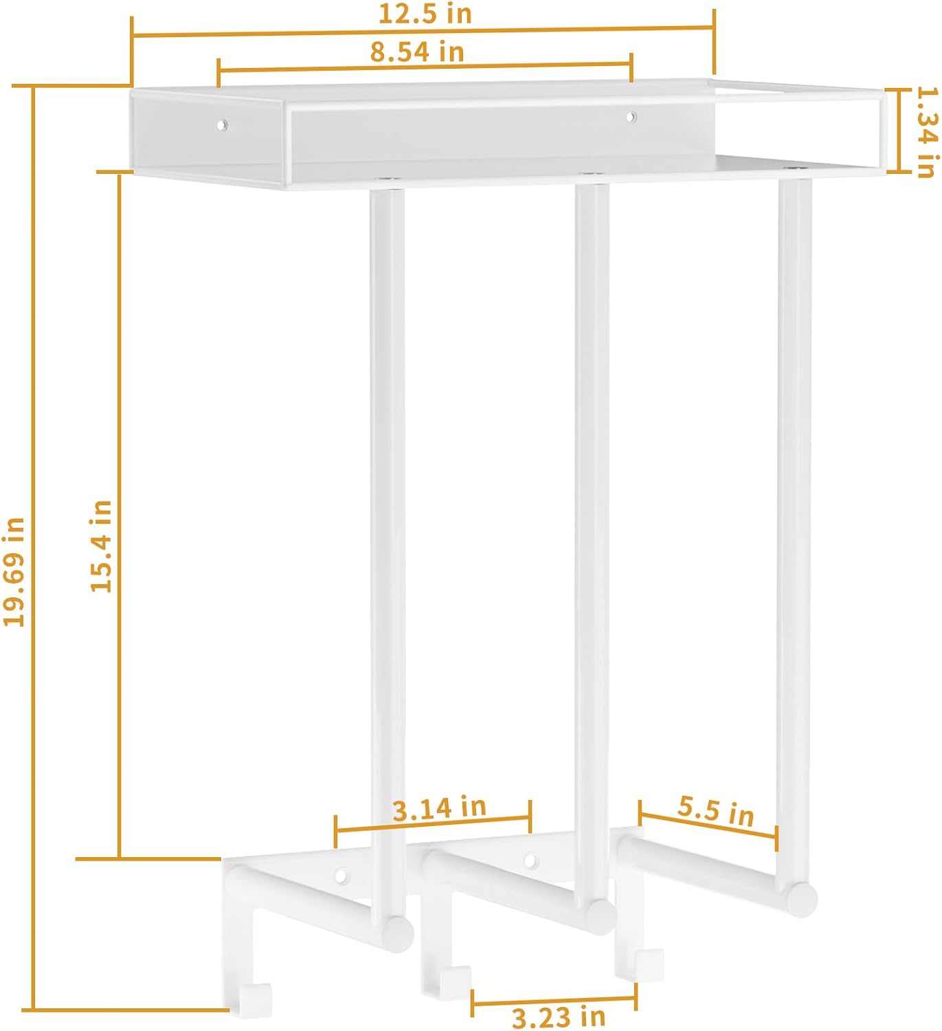 Ovicar Towel Racks for Bathroom - Wall Mounted Towel Rack with Metal Shelf & 3 Hooks, 3 Bars Towel Holder for Small