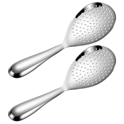 Kichvoe Stainless Steel Rice Spoon Set 2Pcs Rice Paddle Scooper for Cooking and Serving Kitchen Utensils Easy to Clean 8.07In Length