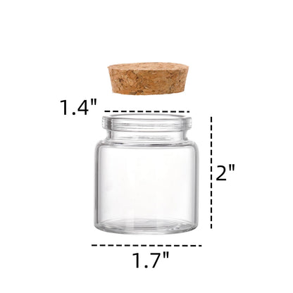 Dicunoy 20 PCS Glass Favor Jars with Cork Lids, 2 OZ Mini Round Vials Bottles, Small Cute Spice Containers for Tea, Jelly, Candy, Dried Flowers, Wedding Party Favors, DIY Crafts