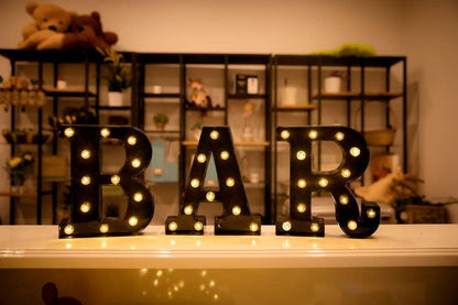 Foaky Black Light Up Letters, Black and Gold Party Decorations, Night Light Wedding Birthday Party Home Bar Decor
