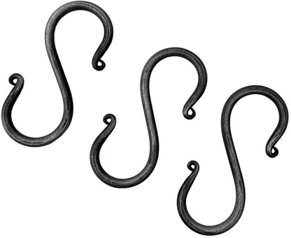 S Hook Hand Forged Metal S Hook Set, 3 Pcs Wrought Iron Handmade Heavy Duty 3.50 Inches for Hanging