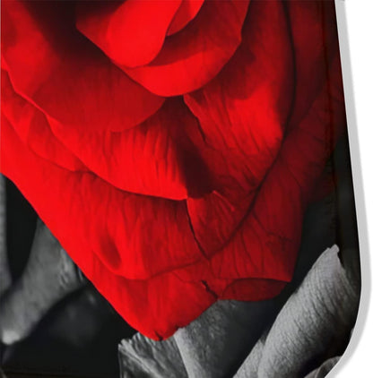 Large Farmhouse Rug - 19.7x31.5 inch Abstract Mat - Romantic Rose Black White Red Painting - Non-Slip Polyester Floor