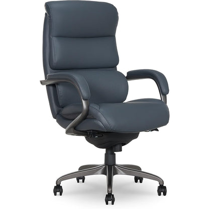 Living Style LaZboy Aberdeen Ergonomic Bonded Leather Swivel Executive Chair, Dark Blue