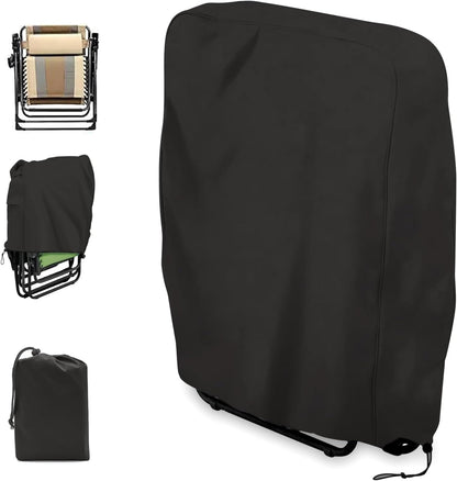 Fun Gift 420D Resistant(32.3'' 36.7'x 8.3')-Black Outdoor Folding Chair Covers, Oxford Cloth Zero Gravity Chair Covers