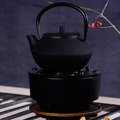 PATKAW Japanese Tetsubin Cast Iron Teapot, Stovetop Kettle for Loose Leaf Tea, Black (7.20X7.00X4.30cm)