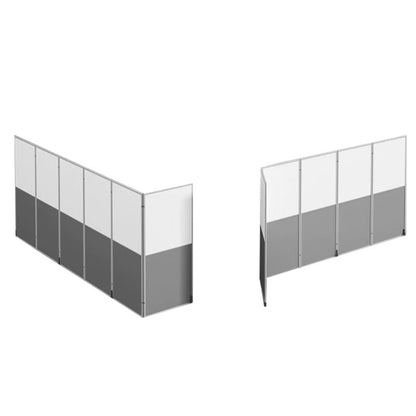 OUOQNUE Foldable Office Partition Divider with Wheels, Movable Privacy Screen Panel, Portable Room Divider Wall, Modular Workspace Separator for Office, Conference Home and Hospital White+Gray 10 Pcs