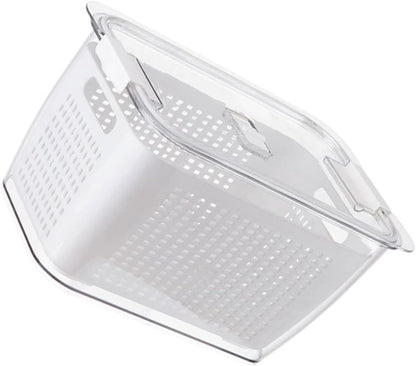 1pc Double Storage Basket, Plastic Drawer Organizer Box, Clear Over The Sink Colander Strainer Basket for Refrigerator
