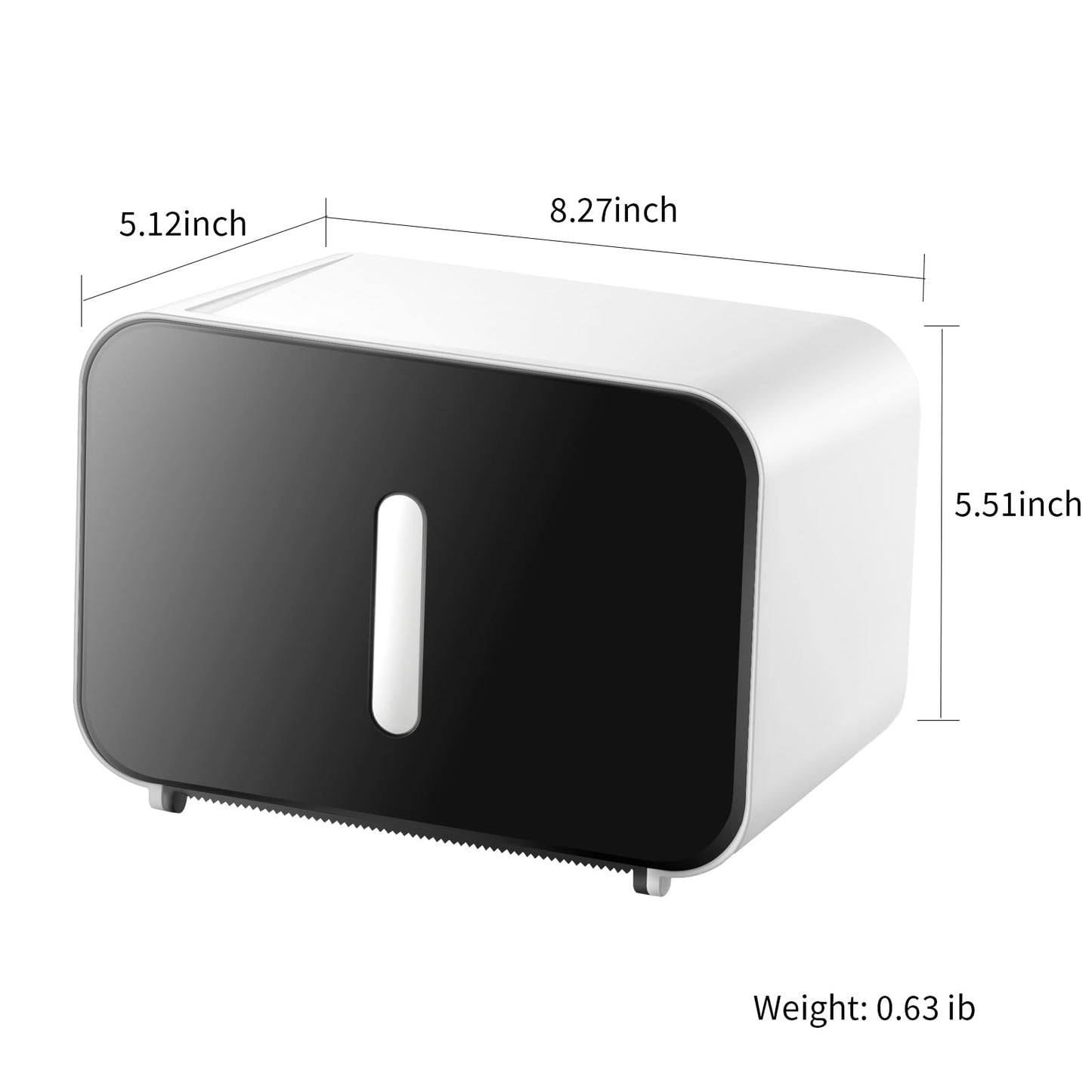 2026 Upgraded Toilet Paper Holder for Wall – Adhesive, No Drilling – Fits Standard Rolls Up to 5.1" Diameter – 11LBS Capacity, 15oz Thickened ABS, 8.3" Wide Shelf – Waterproof for Bathroom, RV, Black