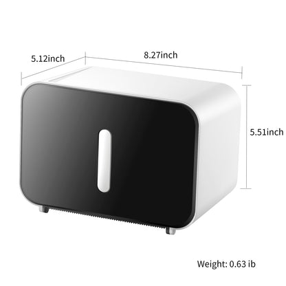 2026 Upgraded Toilet Paper Holder for Wall – Adhesive, No Drilling – Fits Standard Rolls Up to 5.1" Diameter – 11LBS Capacity, 15oz Thickened ABS, 8.3" Wide Shelf – Waterproof for Bathroom, RV, Black