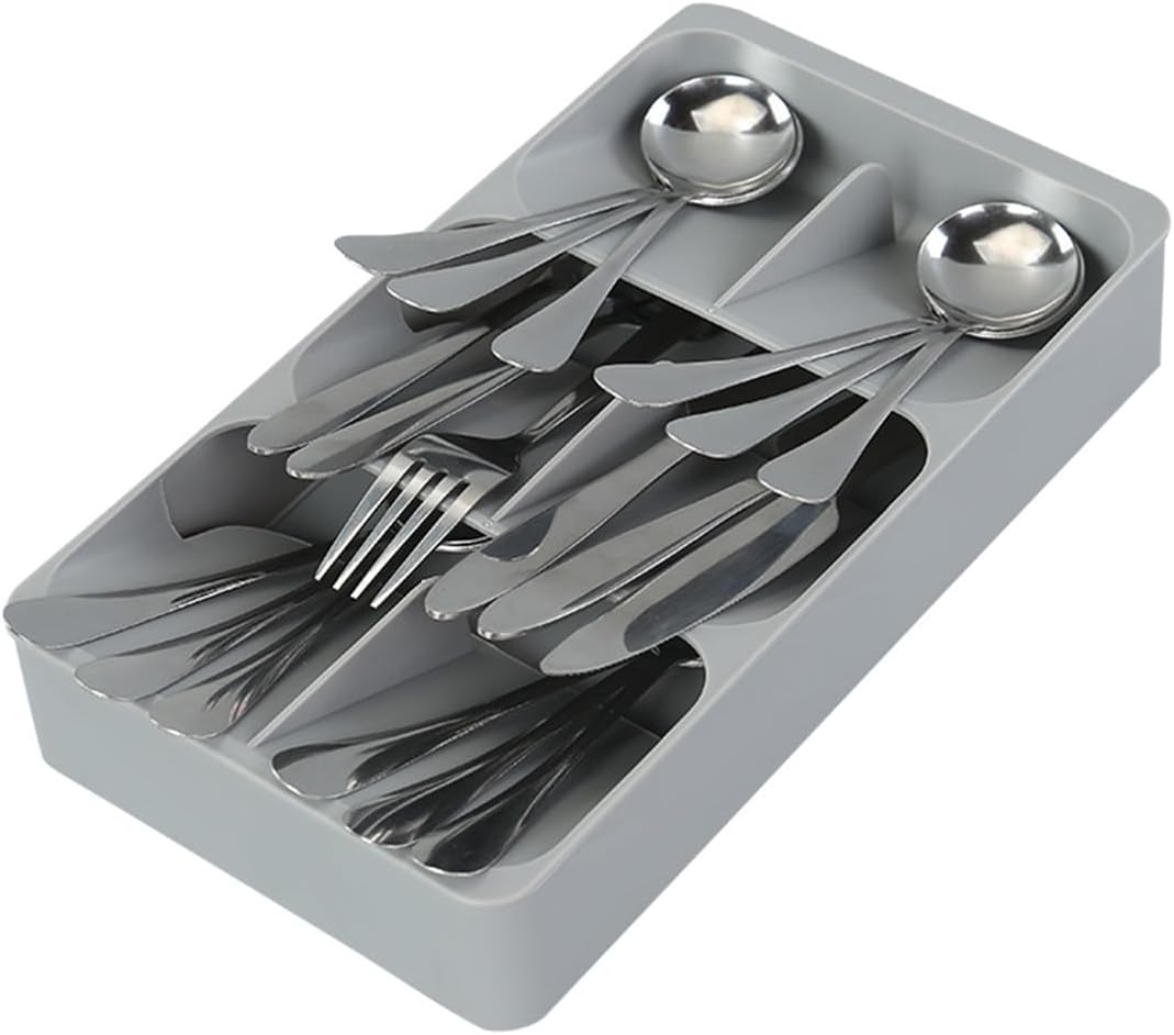 6 Slots Silverware Cutlery Drawer Organizer, Kitchen Utensil Tray for Flatware, Spoon and Knives Storage, Neat &