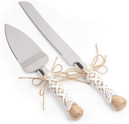 Rustic Wedding Cake Serving Set, Knife and Server Set for Anniversaries, Birthdays, Christmas Parties