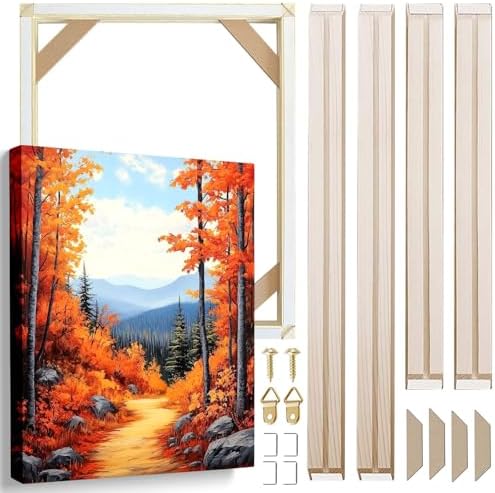 18x28 1.25" DIY Canvas Stretcher Bars, Gallery Depth White Pine Wood Frame Kit, Self-Adhesive & Tool-Free Assembly