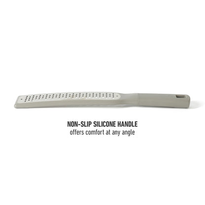 Calphalon Prime Stainless Steel Handheld Grater Lemon Zester W/Cover & Rubber Handle - Taupe