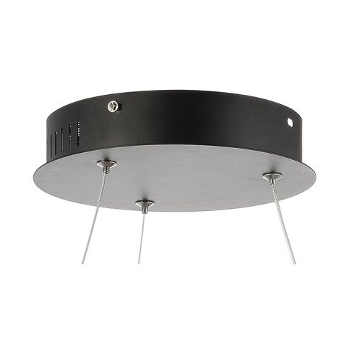 JONATHAN Y 15.75" Matte Black Modern Integrated LED Pendant Light, Dimmable Round Hoop Chandelier for Kitchen Island, Dining Room, Adjustable Height Metal Hanging Light JYL7202A
