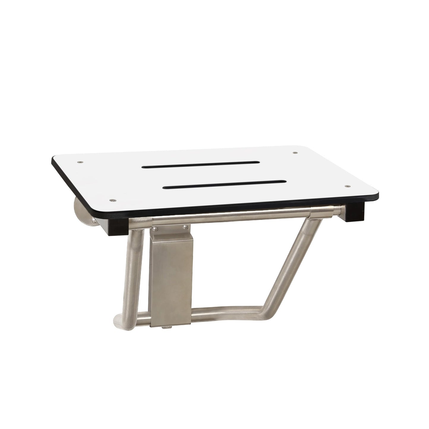 Seachrome Lift-Assist Shower Seat, Yoke-Style Bench, Wall Mount, 22" x 15", Solid White Phenolic