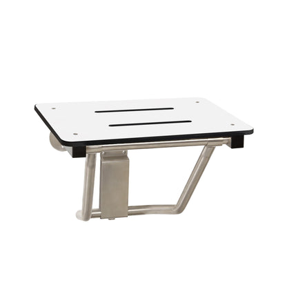 Seachrome Lift-Assist Shower Seat, Yoke-Style Bench, Wall Mount, 22" x 15", Solid White Phenolic
