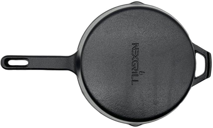 Nexgrill 10" Round Cast Iron Skillet, Pre-Seasoned for BBQ & Outdoor Cooking, Heavy-Duty