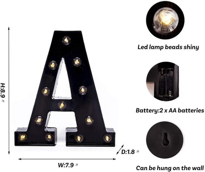 Foaky Black Light Up Letters, Black and Gold Party Decorations, Night Light Wedding Birthday Party Home Bar Decor