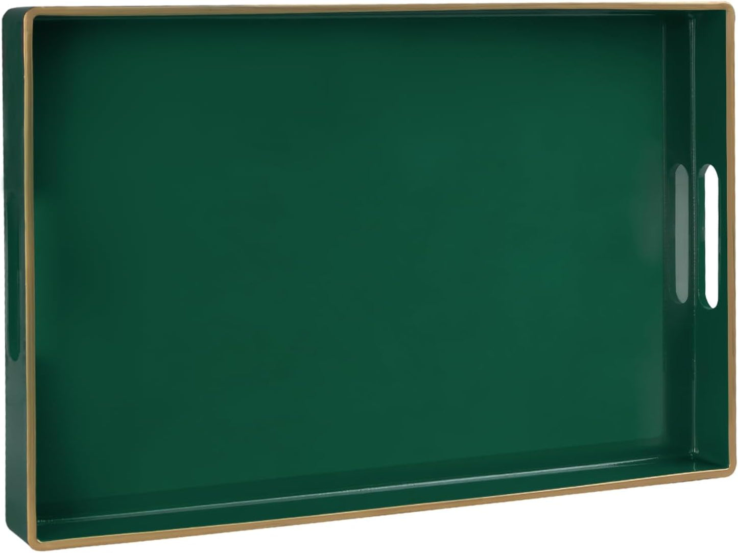 15.8" 10.2" 1.4" MAONAME Dark Green Decorative Tray, Serving Tray with Handles, Plastic Trays for Coffee Table