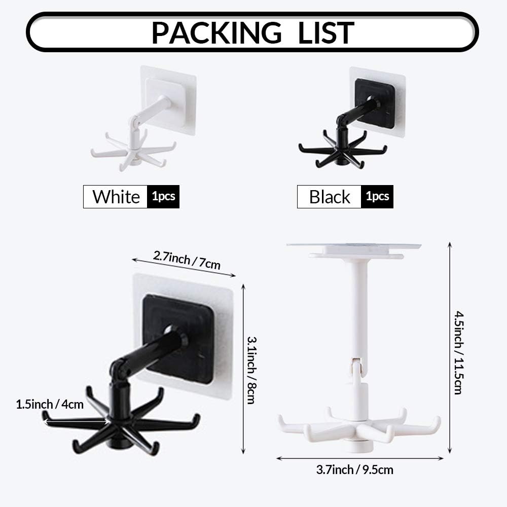 Aosome Under Cabinet Utensil Holder Hanger Hook, 2 Pack, Black & White for Kitchen and Bathroom