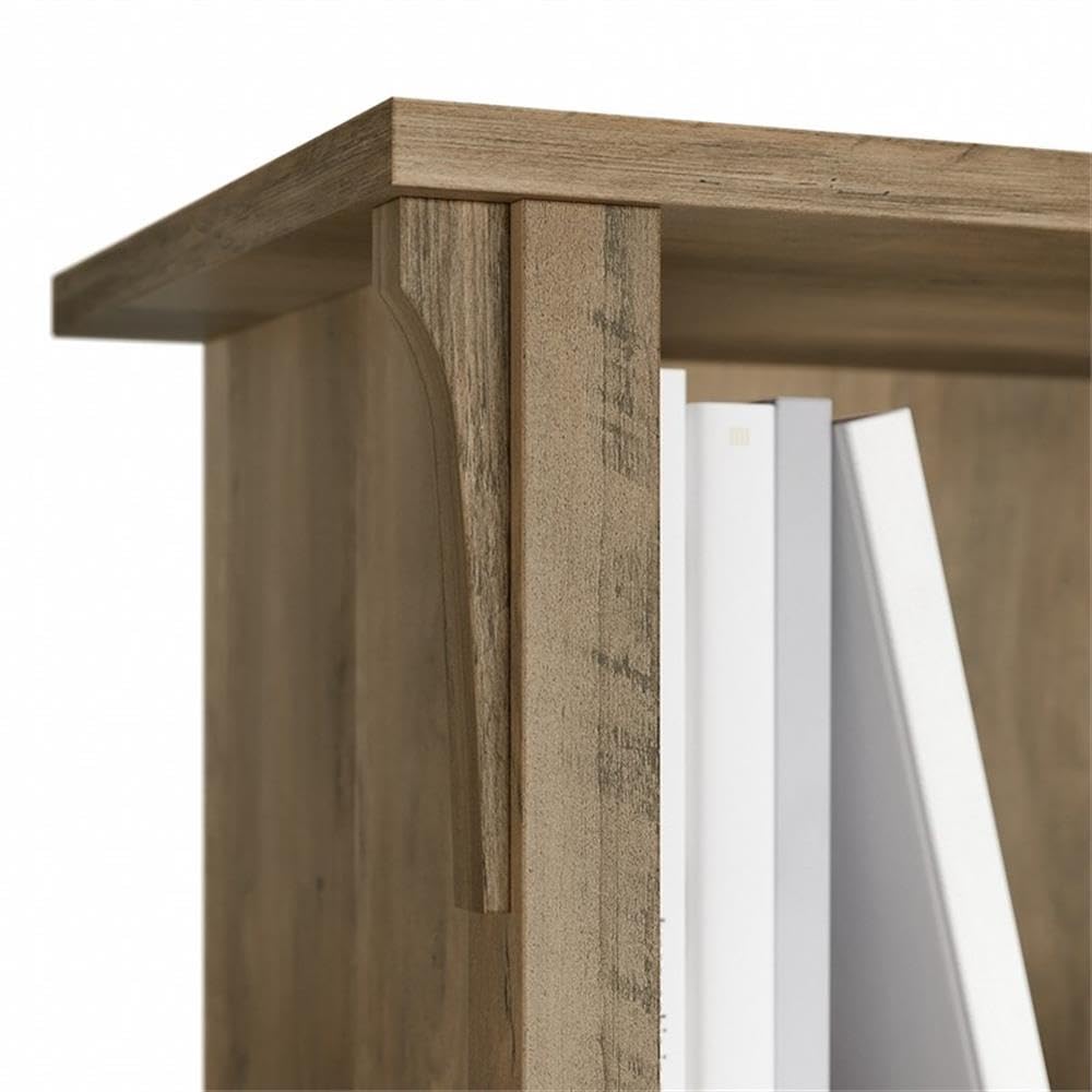 Bush Home Salinas Tall 5 Shelf Bookcase - Set of 2 in Reclaimed Pine, Vertical Office Storage, Bookshelves for Home Workspace, Multi-Purpose Shelving Units