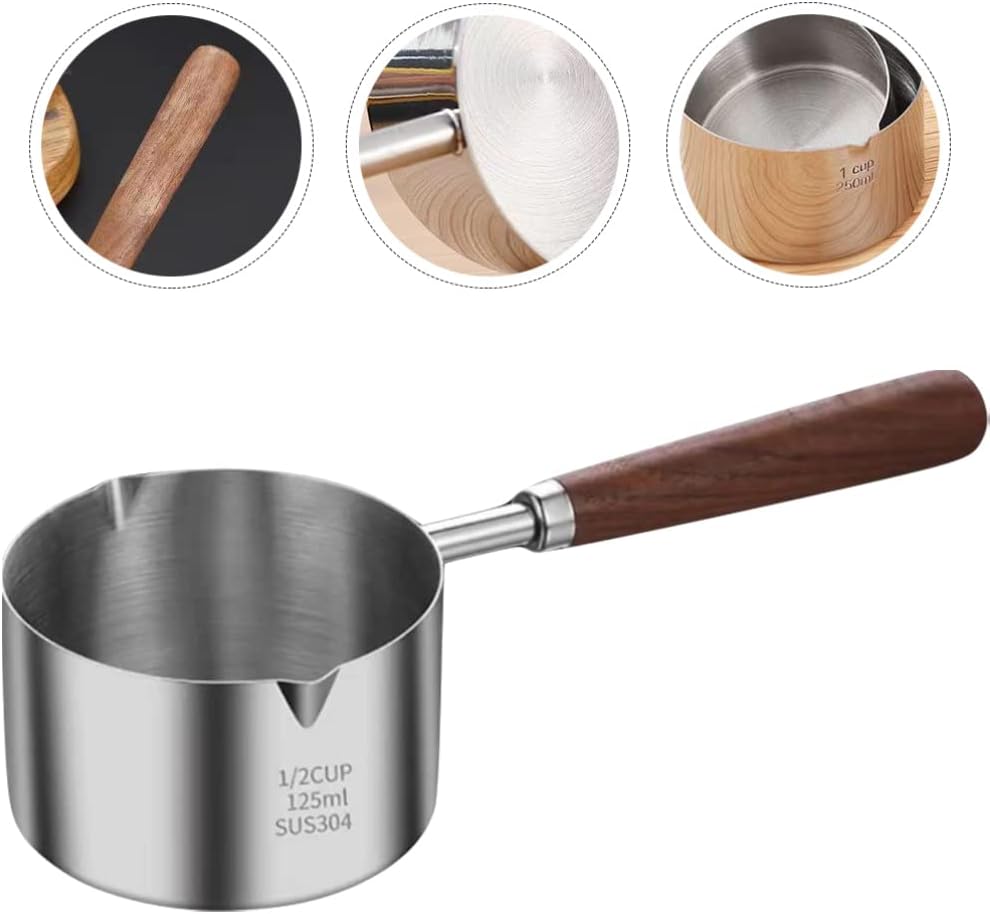 SHERCHPRY Small Pot with Oil Cooking Ladle, Reusable Saucepan for Stove Top Cooking