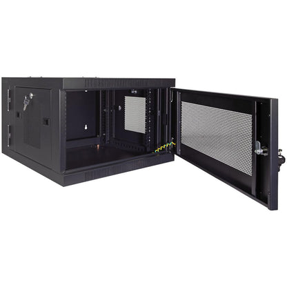 NavePoint 6U Server Cabinet with Hinged Back - 17.7” Deep, Server Rack Enclosure with Locking Perforated Door, Wall Mount Rack with Removable Side Panels, Network Cabinet, Pre-Assembled