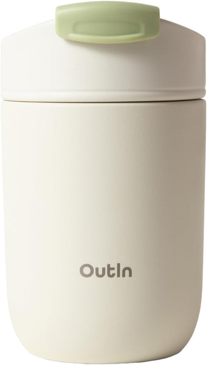 12 oz OutIn Travel Tumbler, Outdoor Insulated Coffee Tumbler with Leak-Proof Flip Lid, Stainless Steel Mug for Hot
