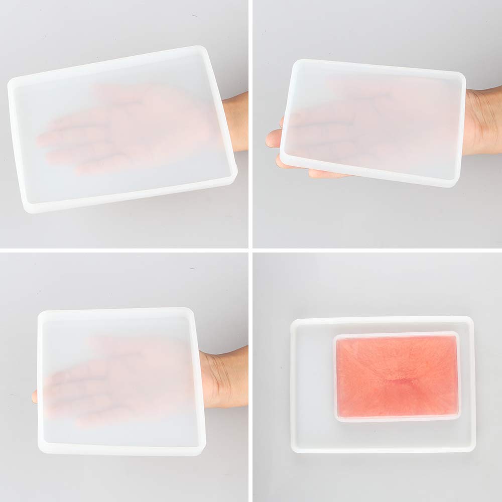 7 Pack Large Silicone Resin Mold for Phone Album, Desktop Decor, Coasters, Home Decoration, Gift, Tomorotec Epoxy Resin Molds DIY Casting Square, Rectangle, Ellipse, Heart Coaster Molds