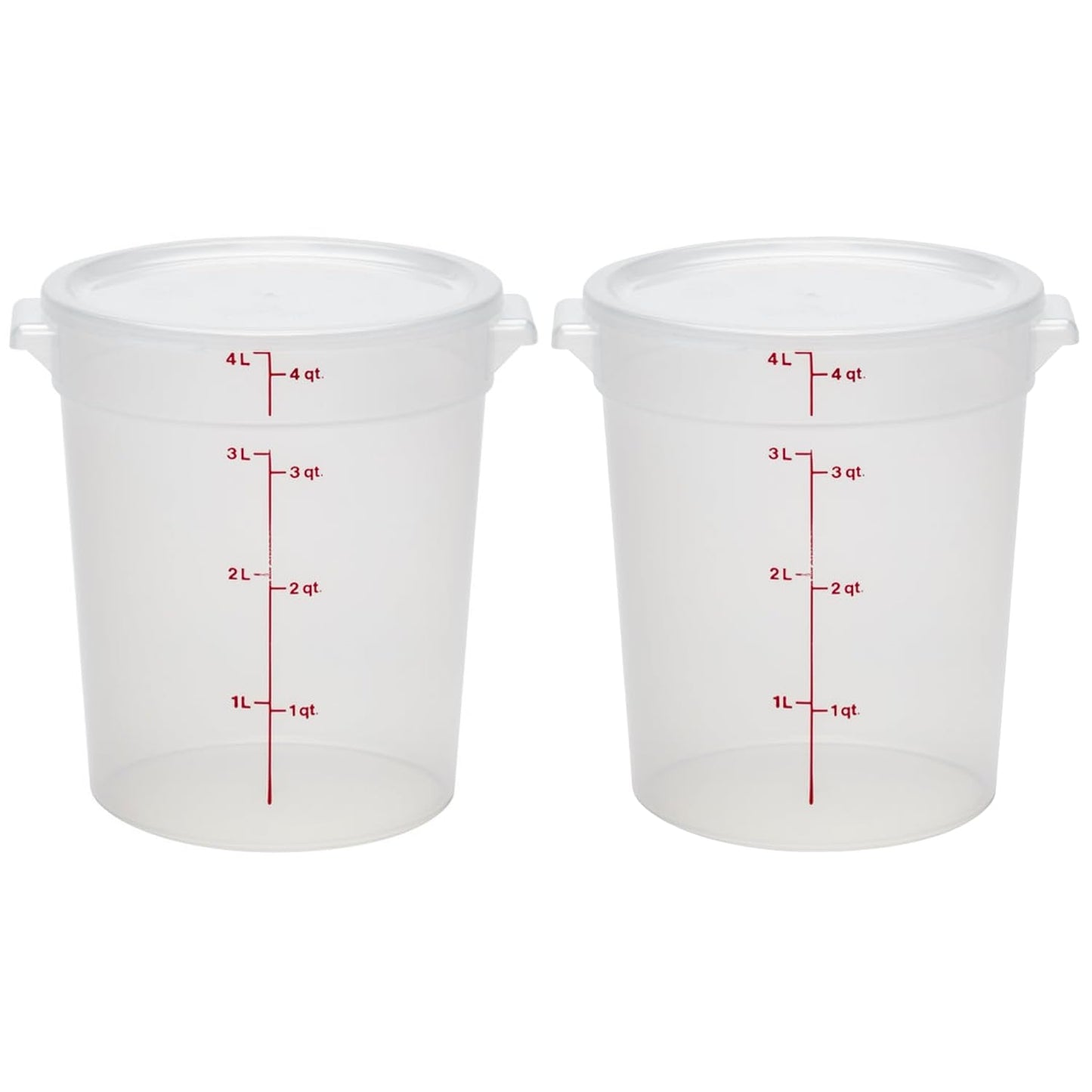 Cambro Food Storage Containers with Lids (BPA-Free) - 4 Quart - Food Grade Buckets with Lids (2 Pack) - For Dough Proofing and Brining (Translucent)
