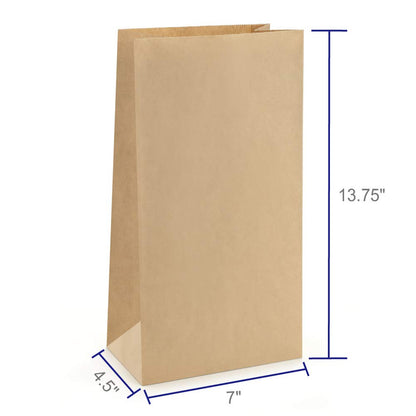 BagDream Brown Paper Lunch Bags 12LB 7x4.5x13.75 Inches 100Pcs Recyclable Kraft Paper Bags Bulk, Disposable, Large for Snack, Lunch, Sandwich, Burger, Baked Food, Craft, Packing