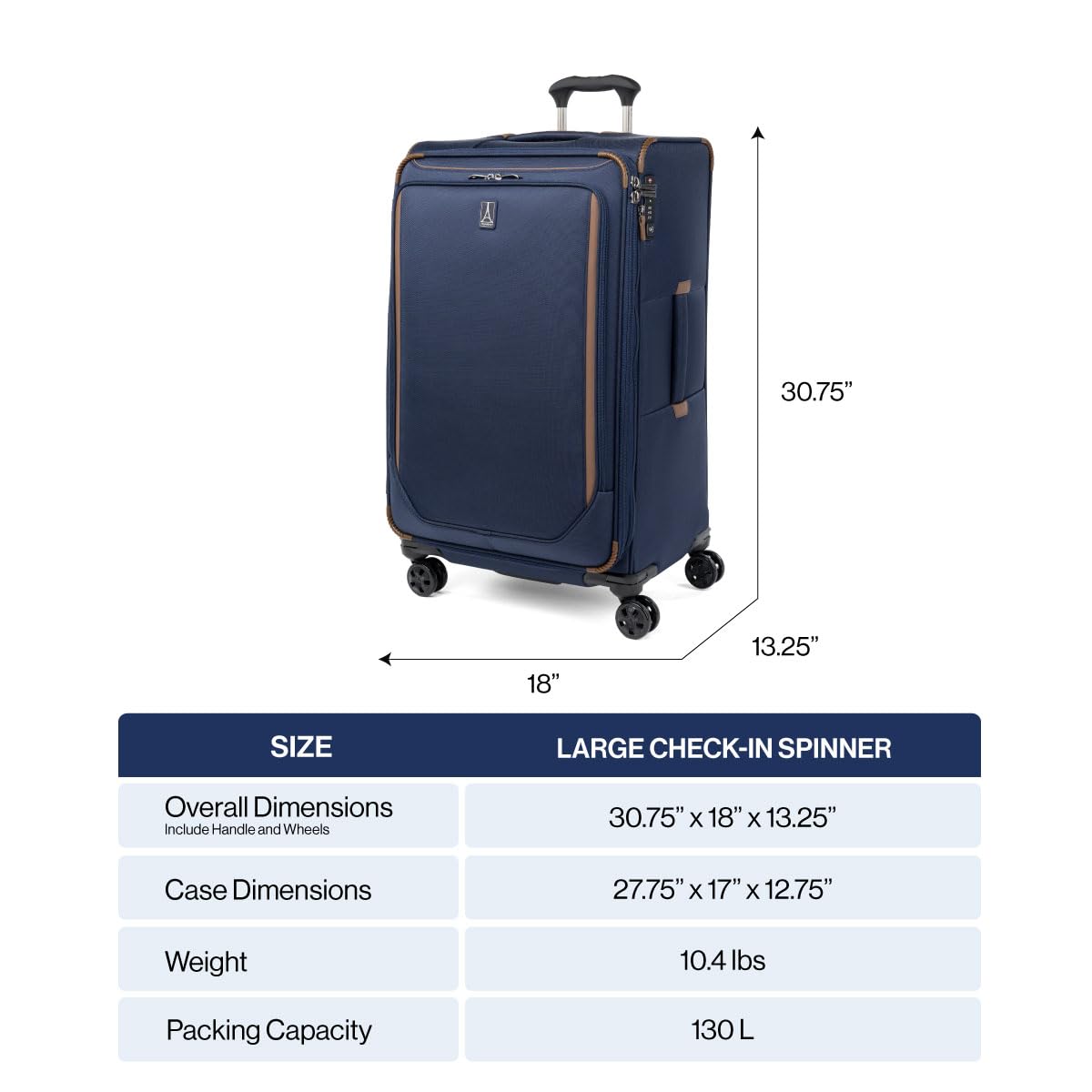 Travelpro Crew Classic Lightweight Softside Expandable Checked Luggage, 8 Wheel Spinner Suitcase, TSA Lock, Men and Women, Checked Large 29-Inch, Patriot Blue