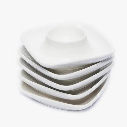 Vila KuChe Ceramics White Egg Cups Egg Holders for Hard Boiled Eggs Set 6pcs