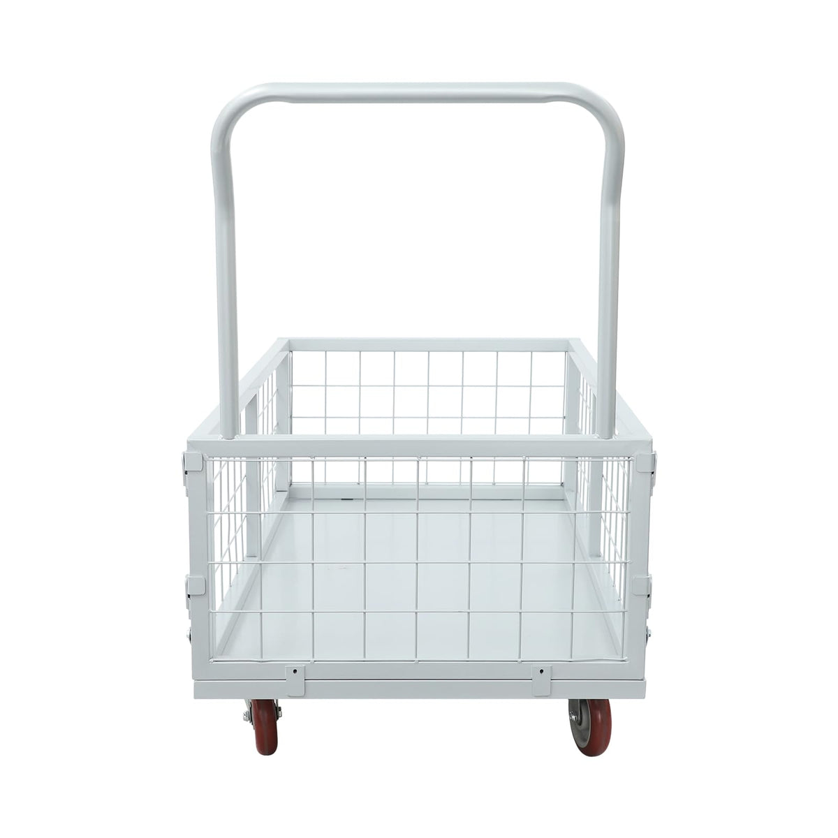 2200lbs Heavy Duty Platform Truck Cart, Steel Panel Truck, 4-in-1 Convertible, 38x23in Cage, Multi-Purpose Push Cart with Swivel & Brake Casters, for Groceries Garage Warehouse