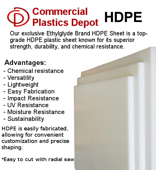 Natural HDPE Sheet. Starboard Texture, Marine Board, Cutting Board, High Density Polyethylene Plastic Sheet, DIY Project Material. Nominal Cut +(-) 1/8". Fabricated in USA. 24" x 48" (3/4" Thick)