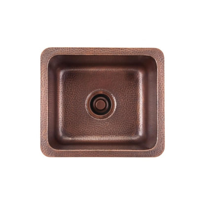 Thompson Traders – Rivera Dual Mount Bar Sink, 17 x 15 in, Hammered Antique Copper
