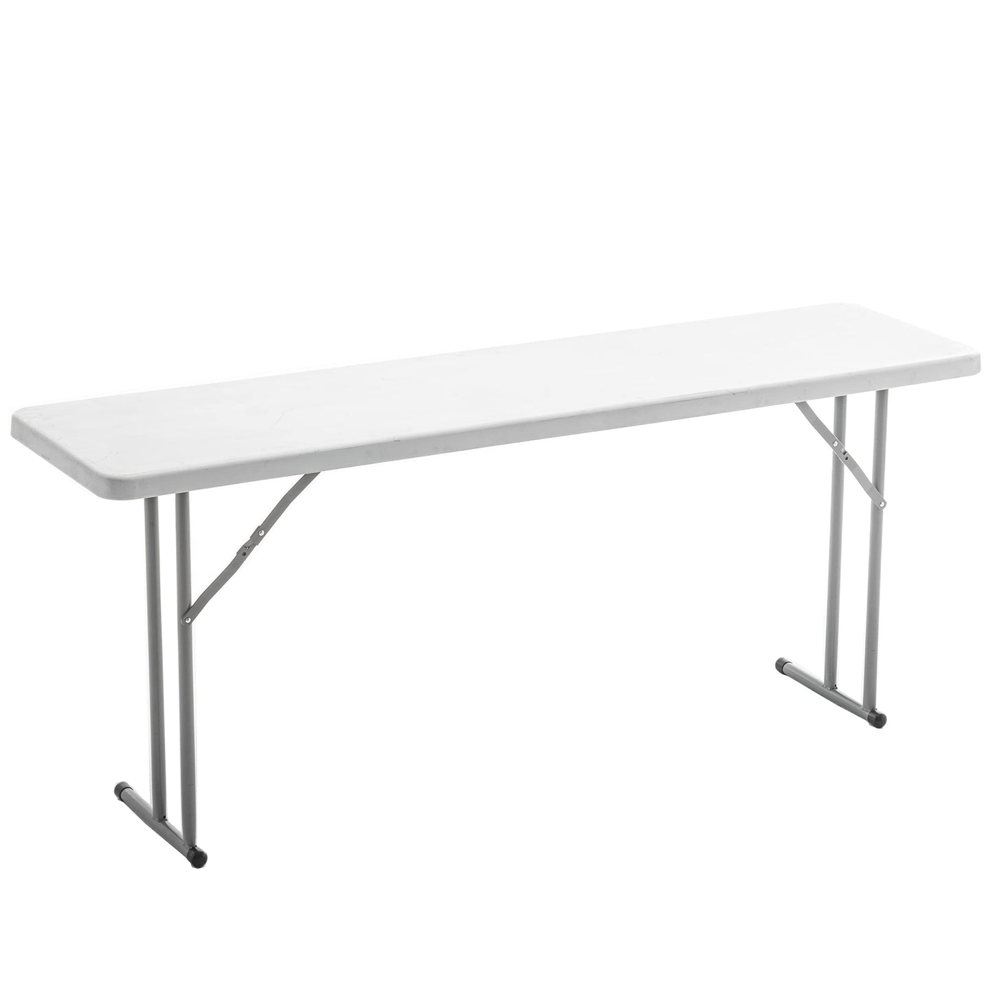 BTEXPERT Set of 10, 5-Foot - 60" Long White Plastic Folding Seminar Training Table Portable 18" Wide Narrow, 29" High, Events Indoor Outdoor Lightweight