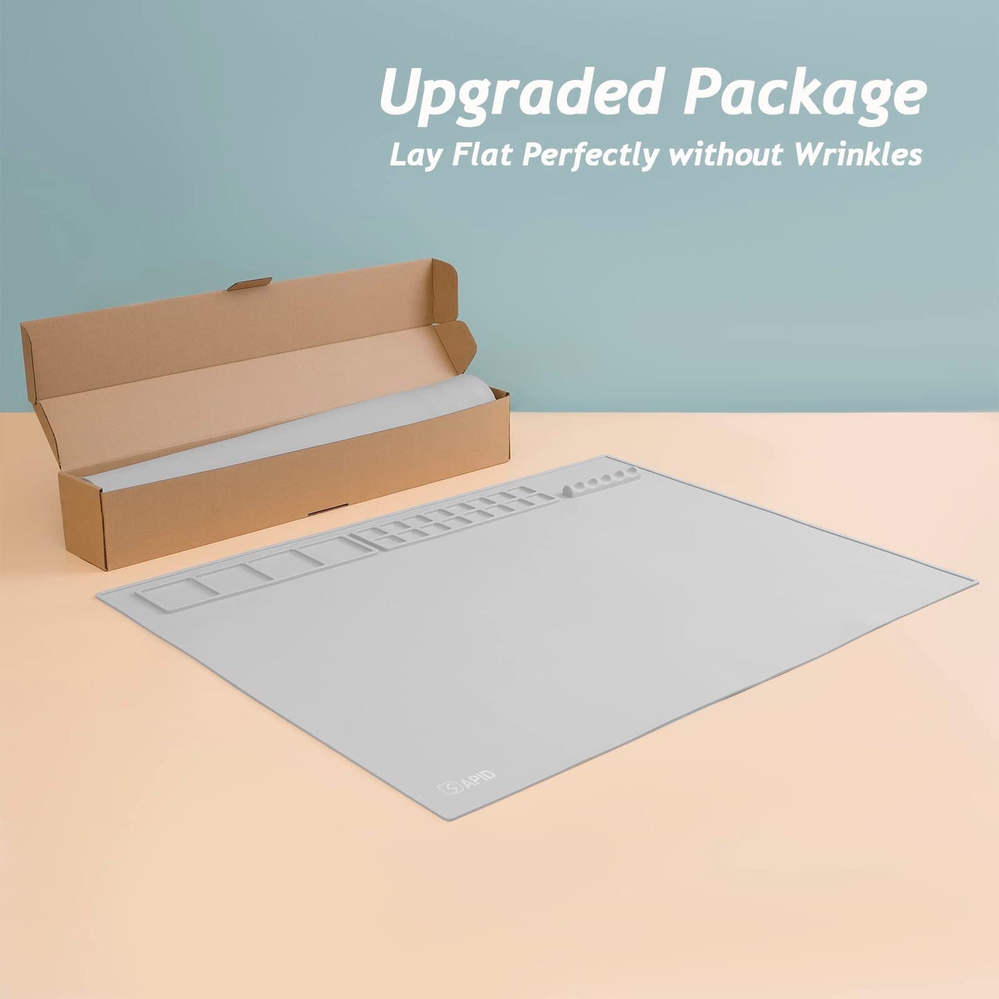 SAPID Extra Large 32"x24" Silicone Painting Mat with Raised Edges, NonStick Silicone Craft Mat for Resin Casting, Silicon Art Matt for Kids, Creator, Silicone Mats for Crafts, Clay, DIY, Gray