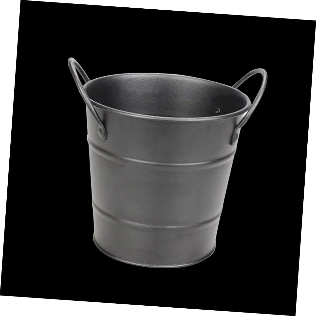 Small Black Metal Food Container, Portable Ice Bucket, Mini Tinplate Basket, Dipping Sauce Snack Bucket, Metal Barrel