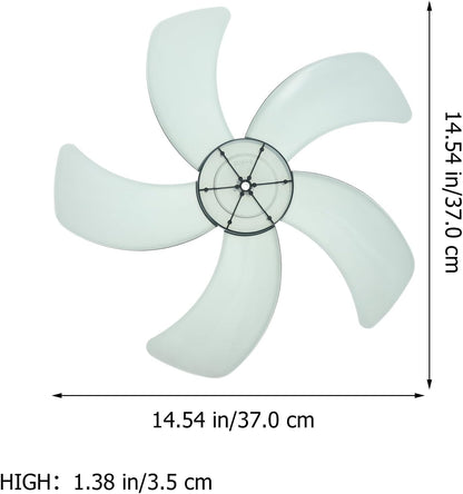 Garneck 14 Inch Standing Fan Blades, Five Blade Plastic Fan Blades with Nut Cover, Universal Replacement Blades for