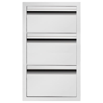 ROREP Outdoor Kitchen Drawers, 17" W x 30" H x 21" D Outdoor Kitchen Drawers Stainless Steel, Flush Mount Access 3 Drawer for Outdoor Kitchen Island