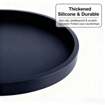 Yudevey Silicone Bathroom Tray - 9-Inch Round Vanity Tray, Suitable for Candles, Perfumes, Soap Dispensers Black