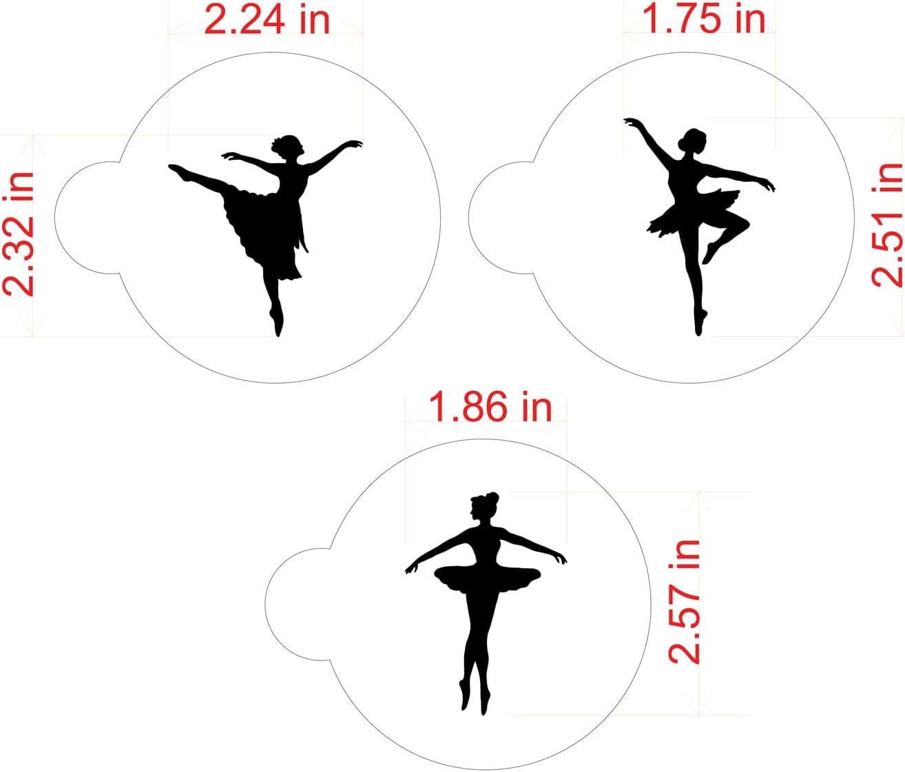 Designer Stencils Ballerina Cookie Stencil Set, Beige/Semi-Transparent, fits 3 inch circle
