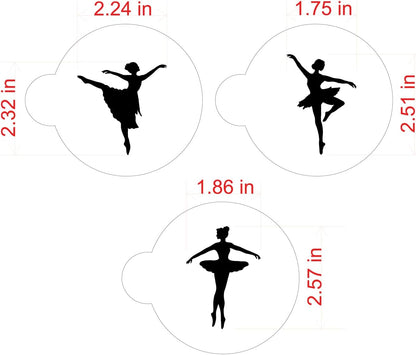 Designer Stencils Ballerina Cookie Stencil Set, Beige/Semi-Transparent, fits 3 inch circle